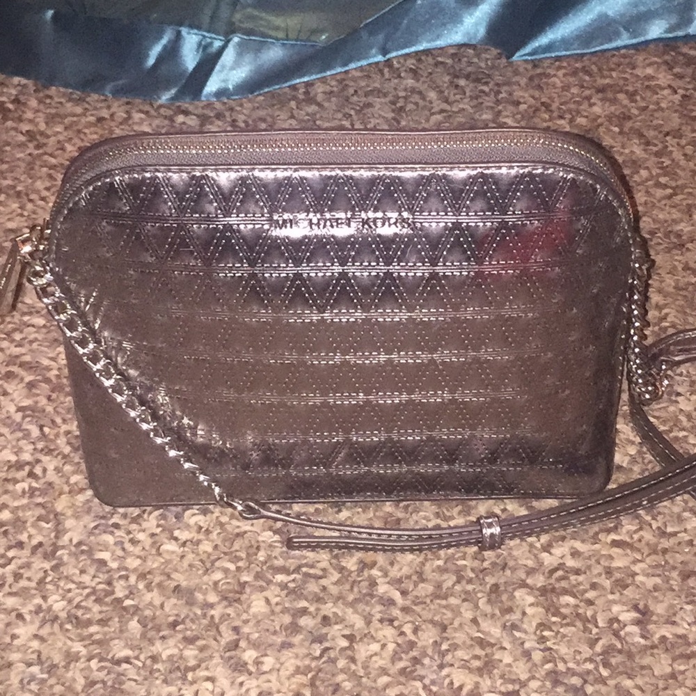 Michael Kors Gunmetal Large Dome Crossbody
